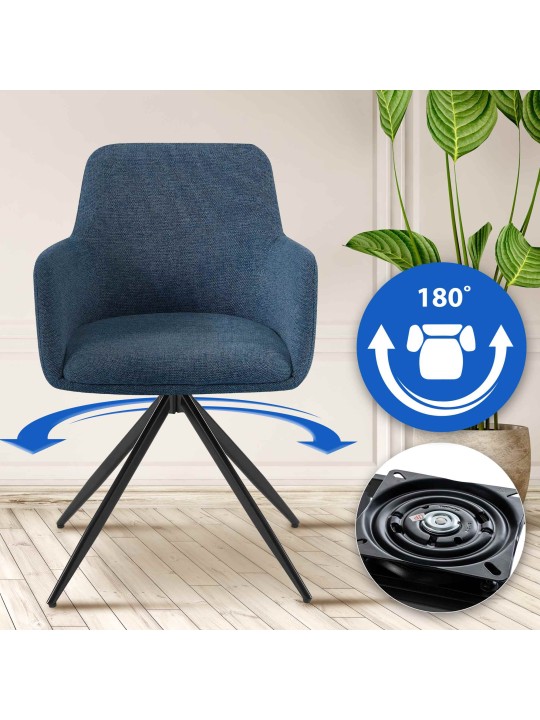 Cadeira de jantar em tecido Olema, azul