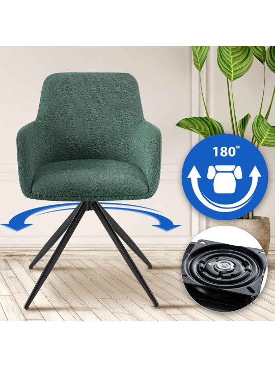 Cadeira de jantar em tecido Olema, verde