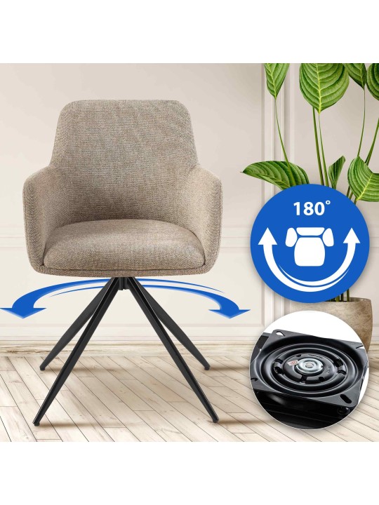 Cadeira de jantar em tecido Olema, taupe