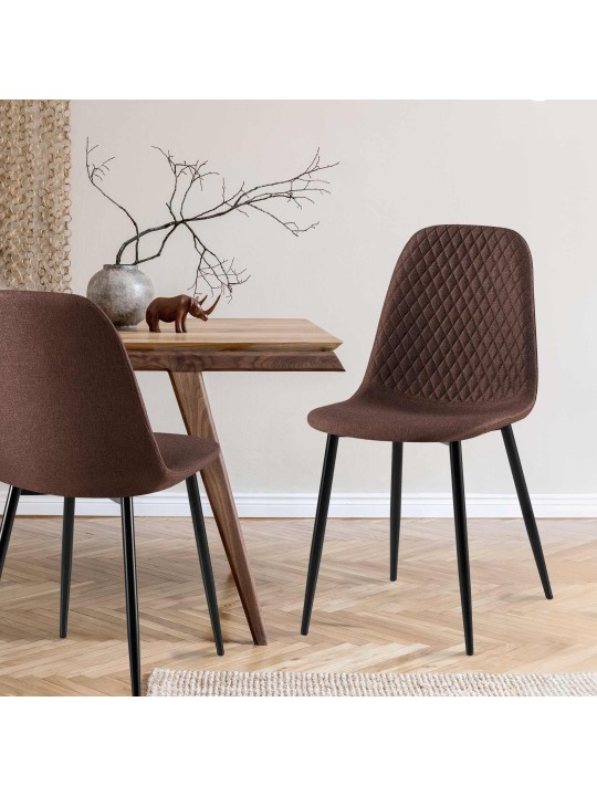 Conjunto de 4 cadeiras em tecido Giverny, castanho