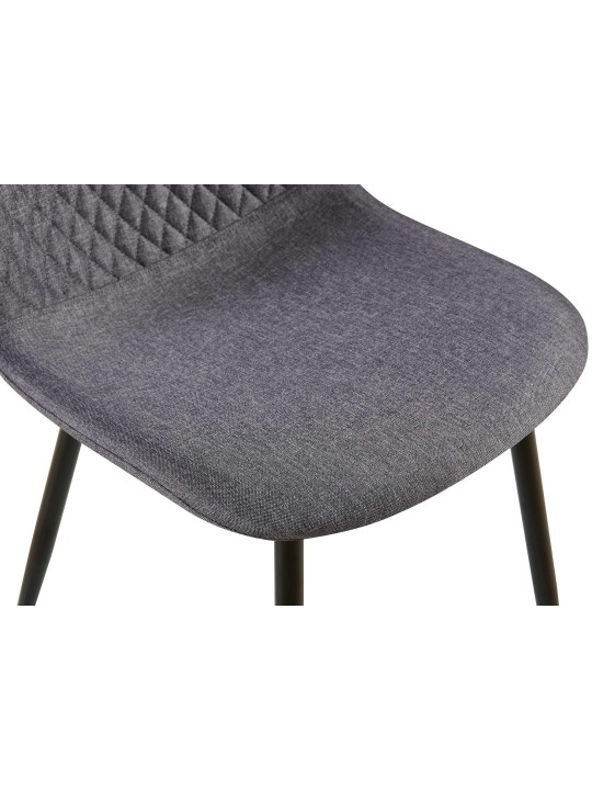 Conjunto de 4 cadeiras em tecido Giverny, cinza escuro