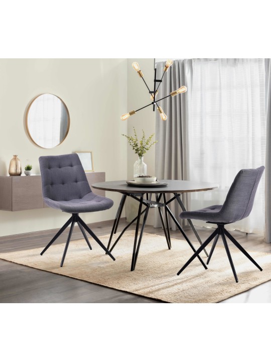 Cadeira da sala de jantar tecido Merna, cinza escuro