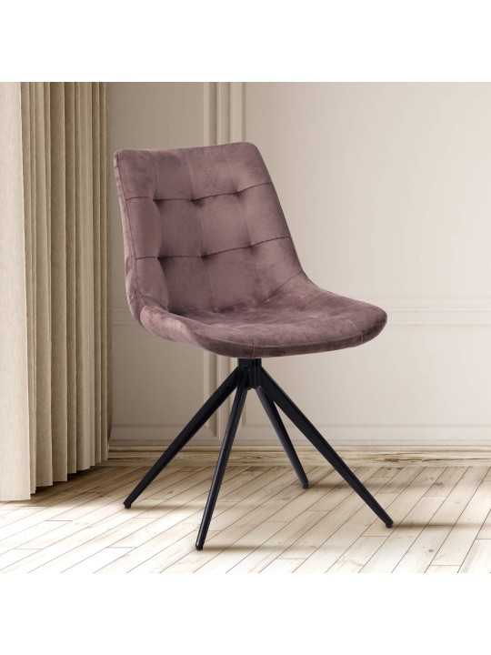 Cadeira de jantar de veludo Merna, castanho