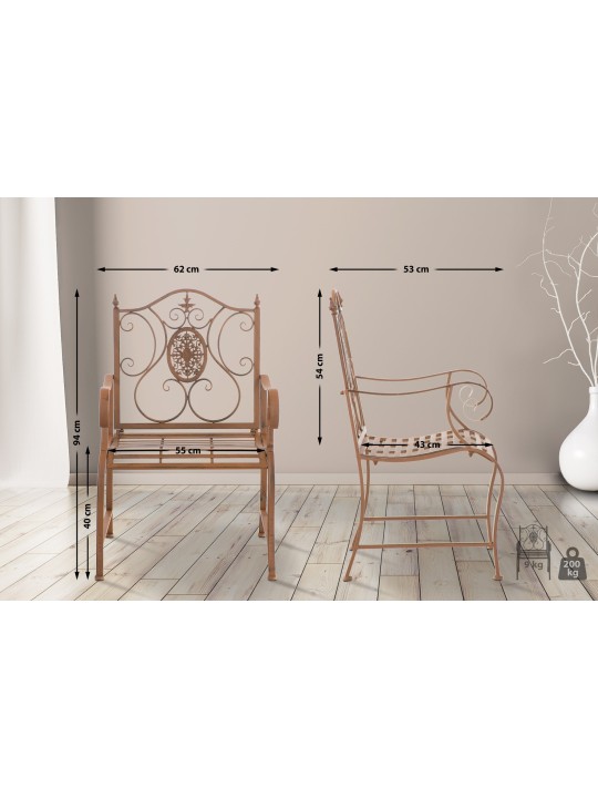 Conjunto de 2 cadeiras de jardim Punjab, castanho antigo