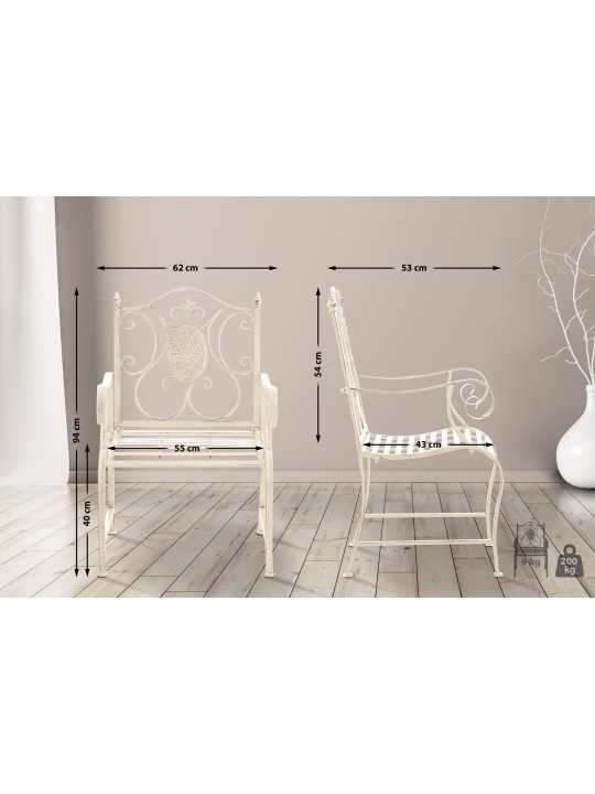 Conjunto de 2 cadeiras de jardim Punjab, creme antigo