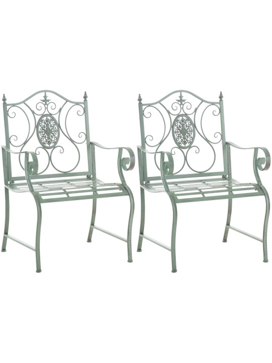 Conjunto de 2 cadeiras de jardim Punjab, verde antigo