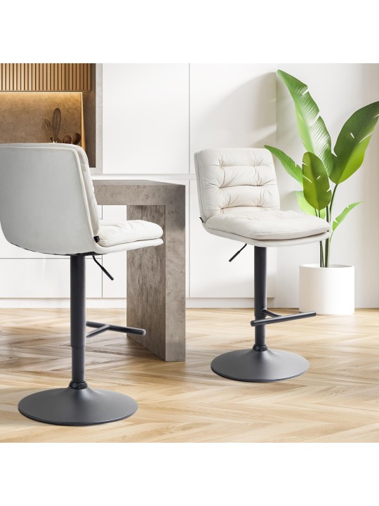 Conjunto de 2 bancos altos de veludo Damar, creme