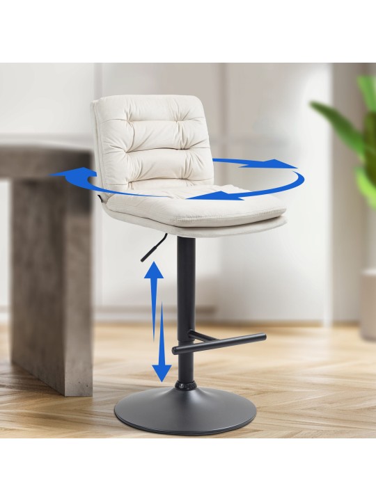 Conjunto de 2 bancos altos de veludo Damar, creme