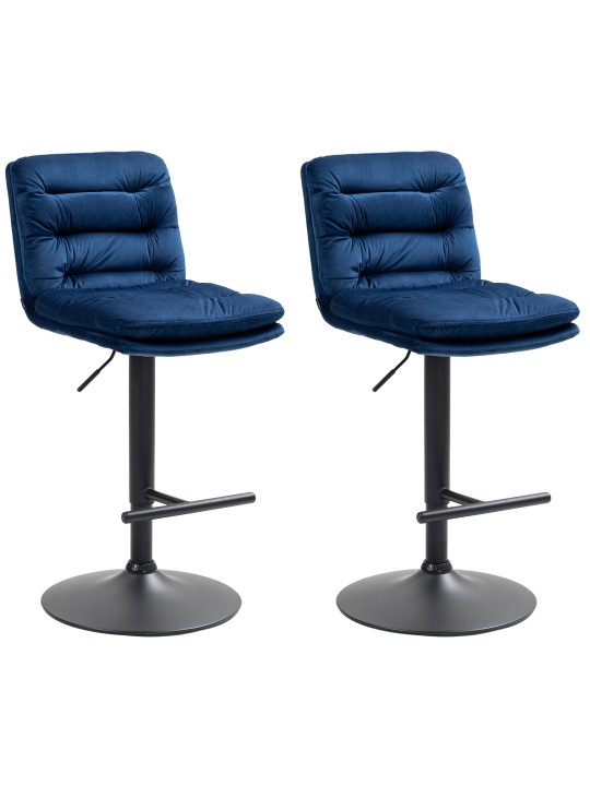 Conjunto de 2 bancos altos de veludo Damar, azul