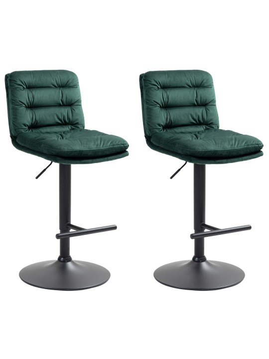 Conjunto de 2 bancos altos de veludo Damar, verde Conjunto de 2 bancos altos de veludo Damar, verde