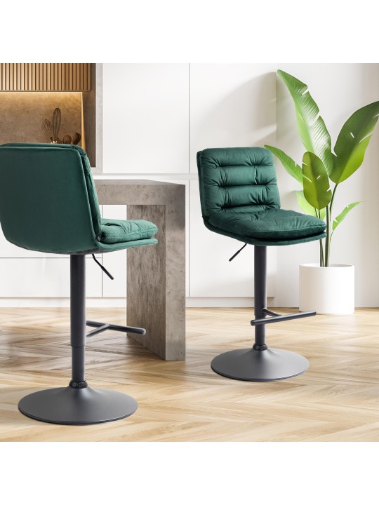 Conjunto de 2 bancos altos de veludo Damar, verde Conjunto de 2 bancos altos de veludo Damar, verde