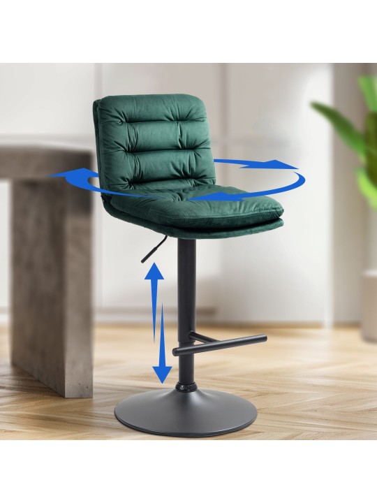 Conjunto de 2 bancos altos de veludo Damar, verde Conjunto de 2 bancos altos de veludo Damar, verde