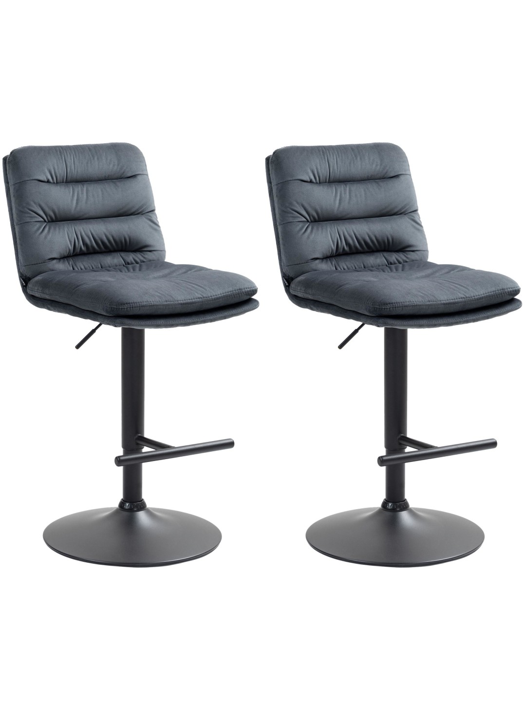 Conjunto de 2 bancos altos de veludo Damar, cinza escuro