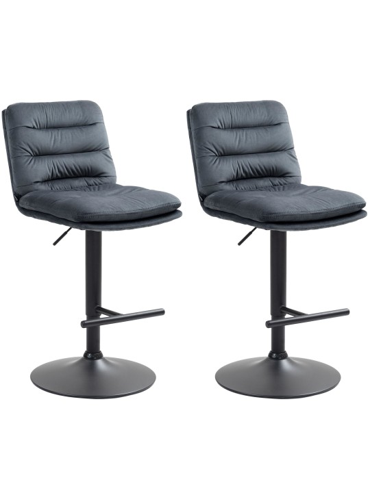 Conjunto de 2 bancos altos de veludo Damar, cinza escuro