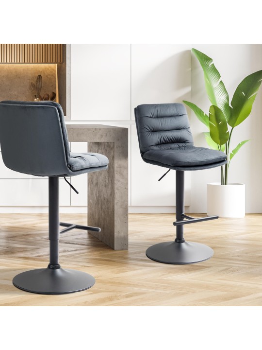 Conjunto de 2 bancos altos de veludo Damar, cinza escuro