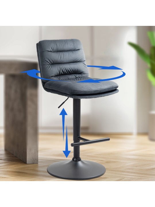 Conjunto de 2 bancos altos de veludo Damar, cinza escuro