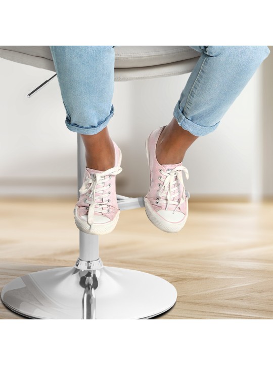 Conjunto de 2 bancos altos Damar veludo cromado, creme