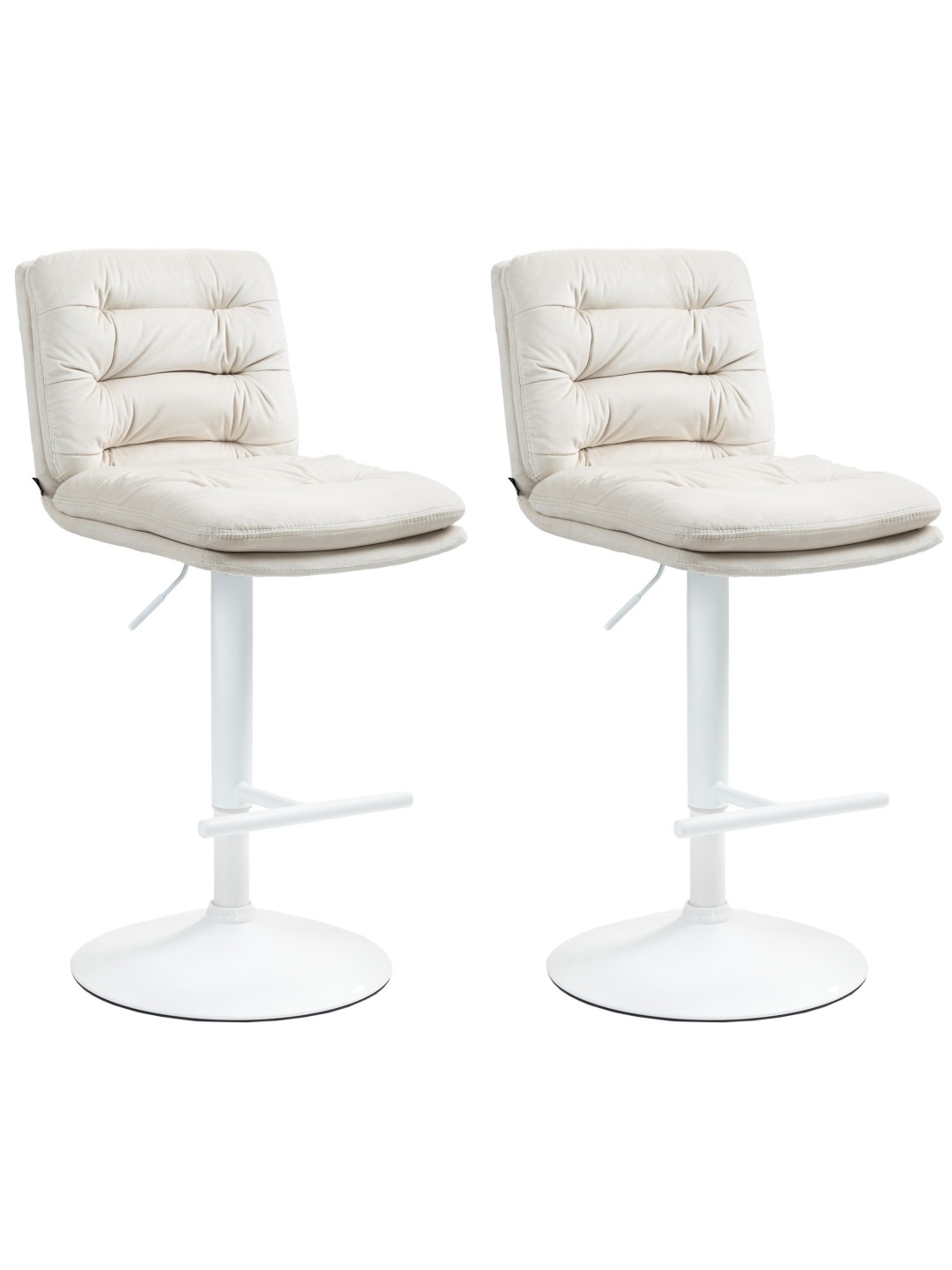 Conjunto de 2 bancos altos de veludo Damar, creme