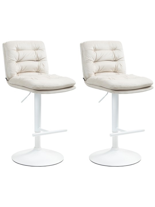 Conjunto de 2 bancos altos de veludo Damar, creme