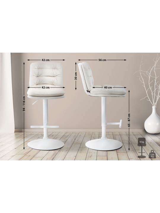 Conjunto de 2 bancos altos de veludo Damar, creme