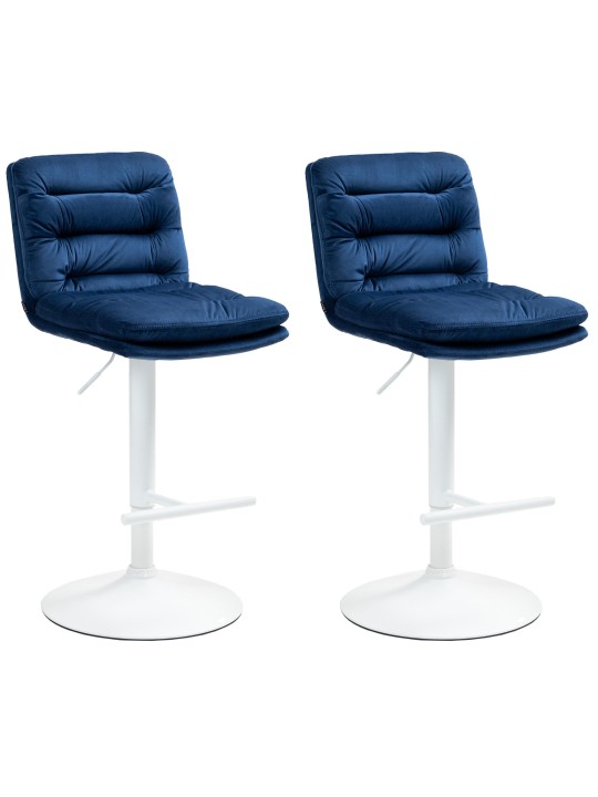 Conjunto de 2 bancos altos de veludo Damar, azul