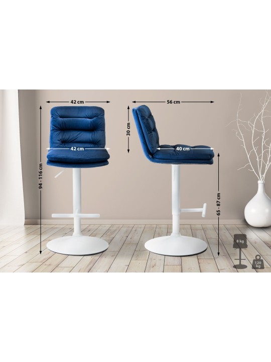 Conjunto de 2 bancos altos de veludo Damar, azul