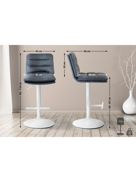Conjunto de 2 bancos altos de veludo Damar, cinza escuro