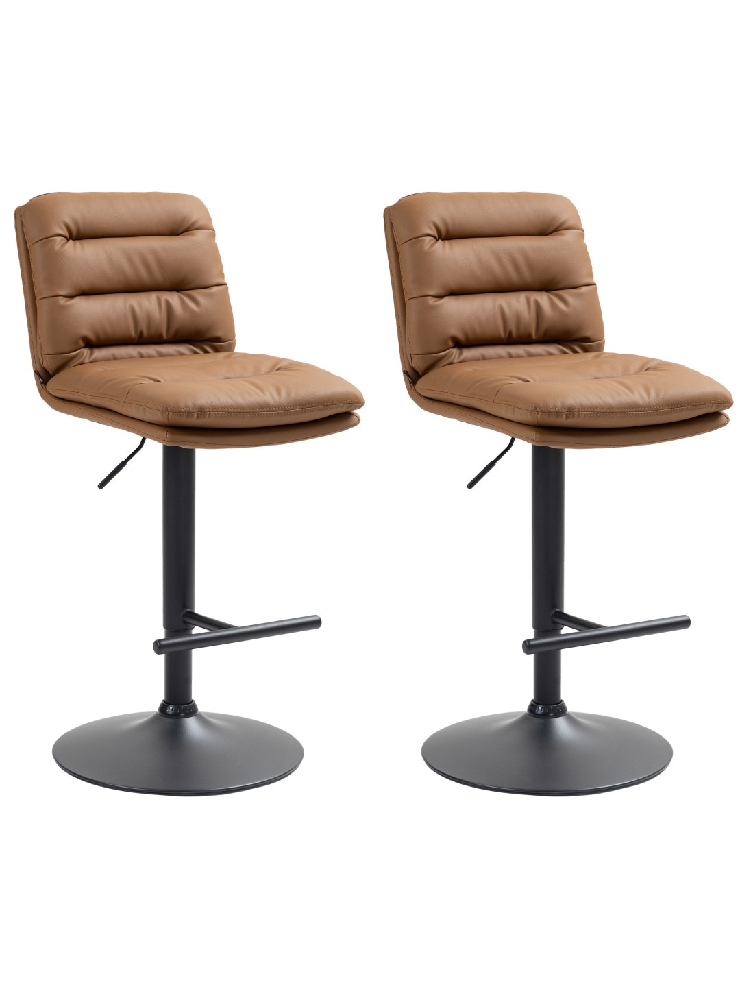 Conjunto de 2 bancos altos em pele sintética Damar, castanho claro