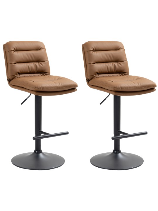 Conjunto de 2 bancos altos em pele sintética Damar, castanho claro