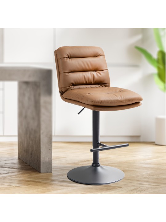 Conjunto de 2 bancos altos em pele sintética Damar, castanho claro