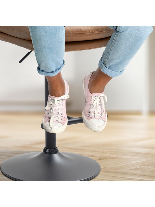 Conjunto de 2 bancos altos em pele sintética Damar, castanho claro