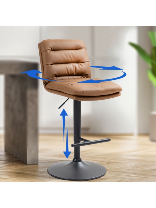 Conjunto de 2 bancos altos em pele sintética Damar, castanho claro