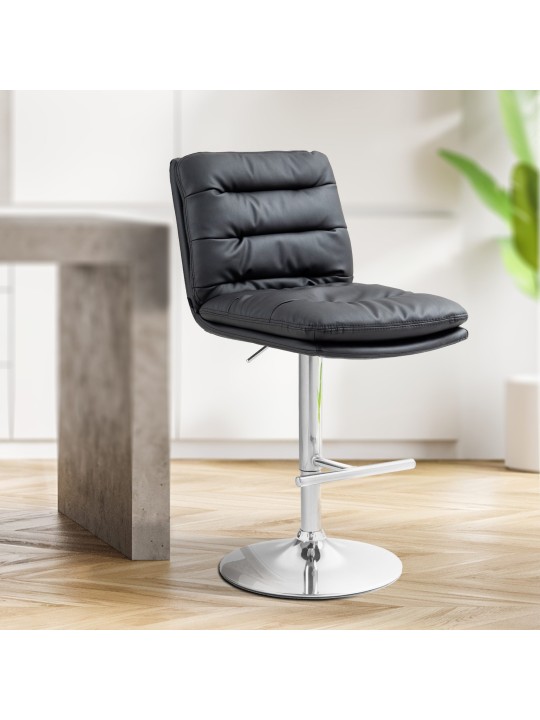 Conjunto de 2 bancos altos Damar em pele sintética cromada, preto Conjunto de 2 bancos altos Damar em pele sintética cromada, preto