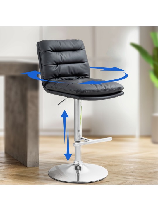 Conjunto de 2 bancos altos Damar em pele sintética cromada, preto Conjunto de 2 bancos altos Damar em pele sintética cromada, preto