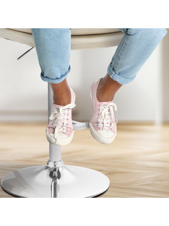 Conjunto de 2 bancos altos Damar em pele sintética cromada, creme