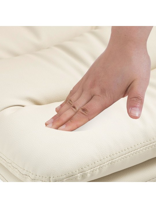 Conjunto de 2 bancos altos Damar em pele sintética cromada, creme