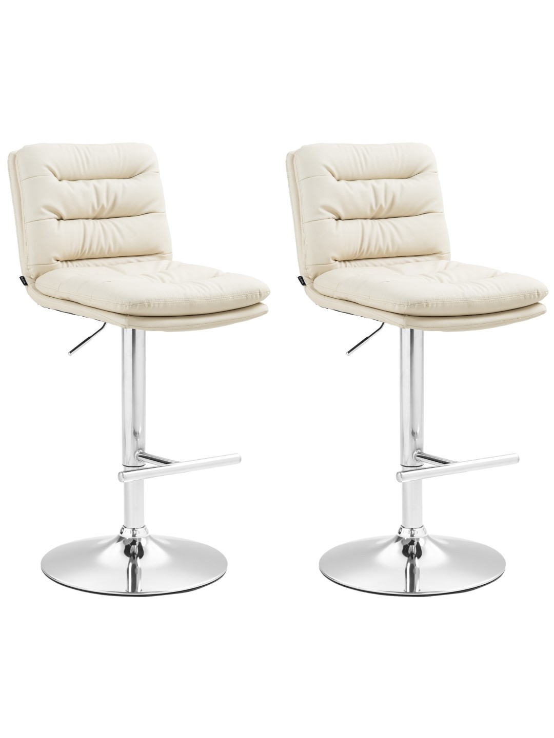 Conjunto de 2 bancos altos Damar em pele sintética cromada, creme
