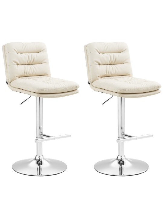Conjunto de 2 bancos altos Damar em pele sintética cromada, creme