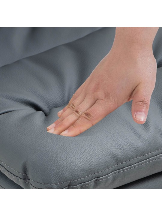 Conjunto de 2 bancos altos Damar em pele sintética cromada, cinza