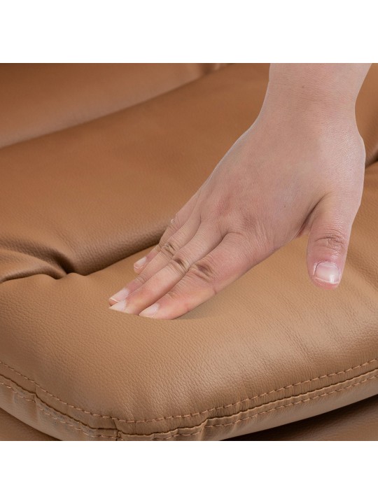 Conjunto de 2 bancos altos Damar em pele sintética cromada, castanho claro Conjunto de 2 bancos altos Damar em pele sintética cromada, castanho claro