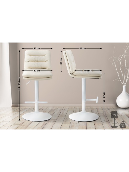Conjunto de 2 bancos altos em pele sintética Damar, creme