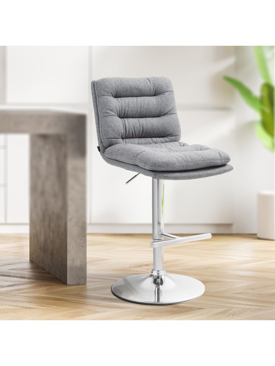 Conjunto de 2 bancos altos em tecido Damar cromado, cinza