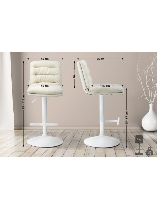 Conjunto de 2 bancos altos em tecido Damar, creme