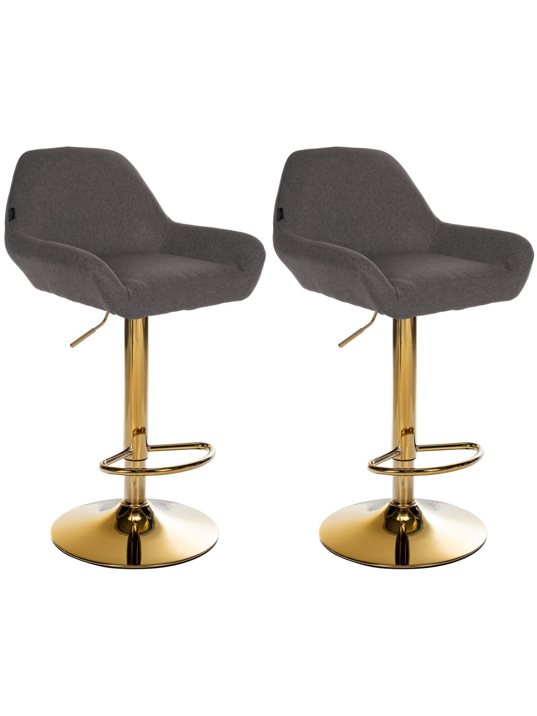 Conjunto de 2 bancos altos tecido Braga dourado, cinza escuro