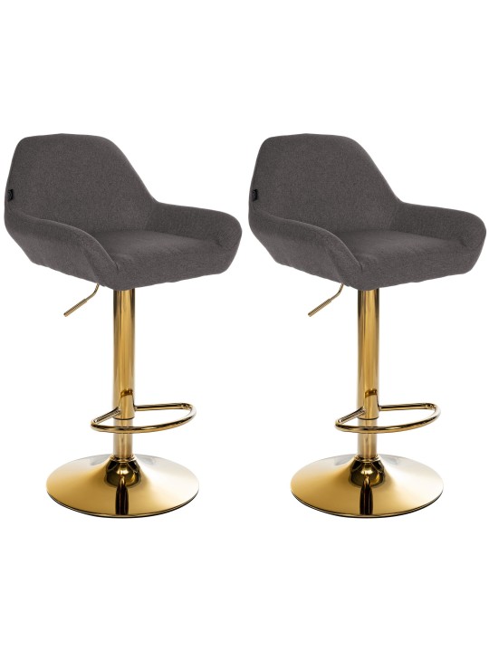 Conjunto de 2 bancos altos tecido Braga dourado, cinza escuro