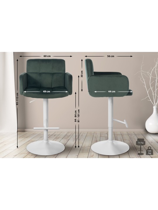 Banqueta alta de veludo Los Angeles, verde escuro