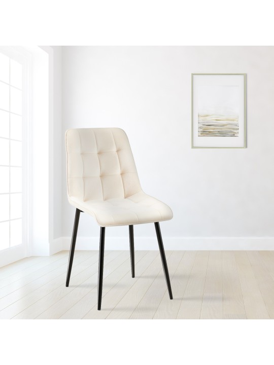 Cadeira de jantar de veludo Gifford, creme