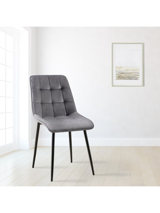 Cadeira de jantar de veludo Gifford, cinza escuro