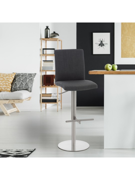 Banqueta alta tecido Cádiz aço inox, cinza escuro Banqueta alta tecido Cádiz aço inox, cinza escuro