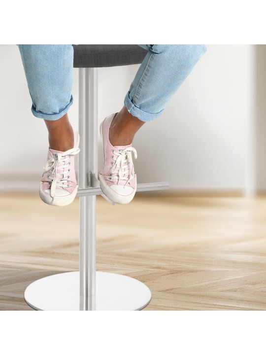 Conjunto de 2 bancos altos tecido Cádiz aço inox, cinza escuro